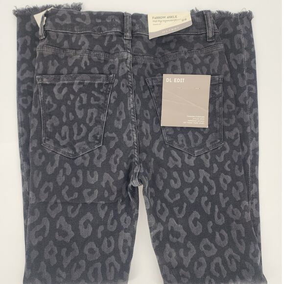 DL1961 Farrow Ankle Jeans Black Leopard Print Women's Sz 26 - Picture 5 of 13
